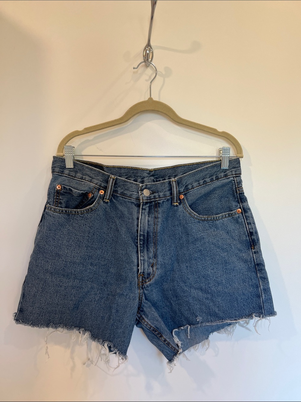 Levi's Blue Cutoff Denim Shorts with Frayed Hem